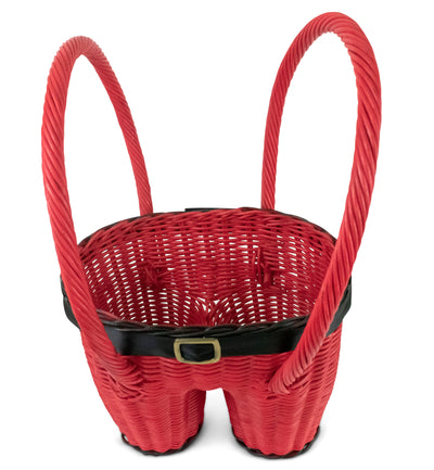 Hand Woven Santa Pants Rattan Easter Basket Christmas Storage Bin Organizer Cute Nursery Home Decor Handmade Handcrafted Gift Decoration Shorts Wicker