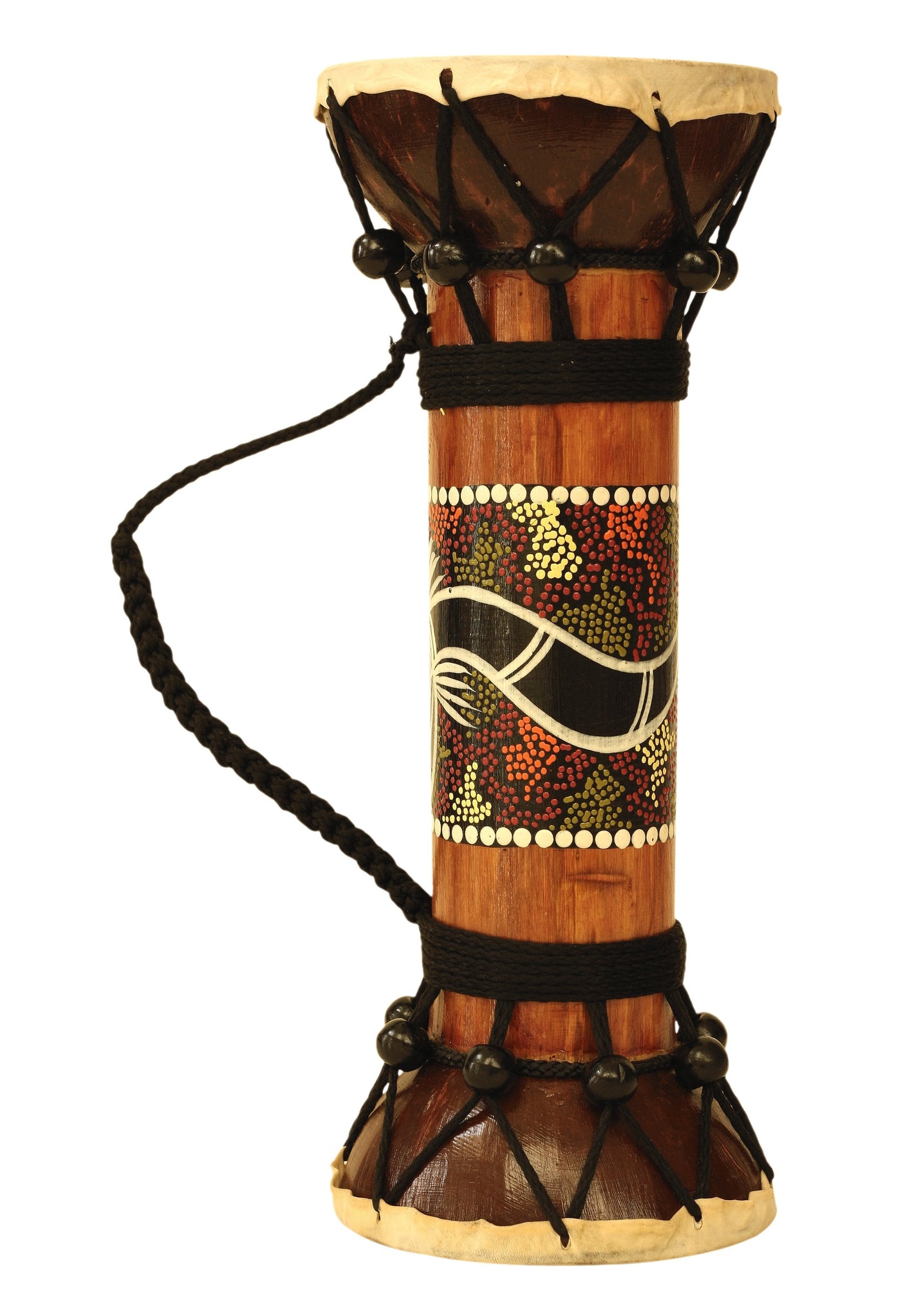 Exotic Wooden Hand Carved Double Sided Drum Djembe Home Decor Gift Wood Decoration Handcrafted Accent Decorative