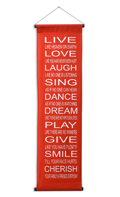 Inspirational Wall Decor Banner, Inspiring Quote Scroll, Affirmation Motivational Uplifting Message, Thought Saying Tapestry Live, Love, Laugh, Sing