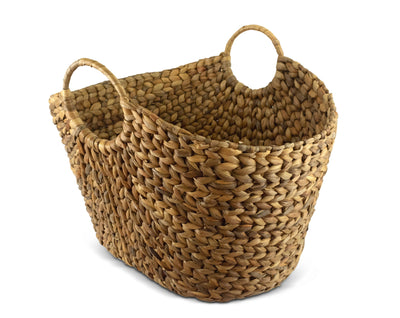 Extra Large Hand Woven Water Hyacinth Storage Basket Shelf Organizer Rectangular Wicker Baskets with Handles 19 x 15 x 14 inches