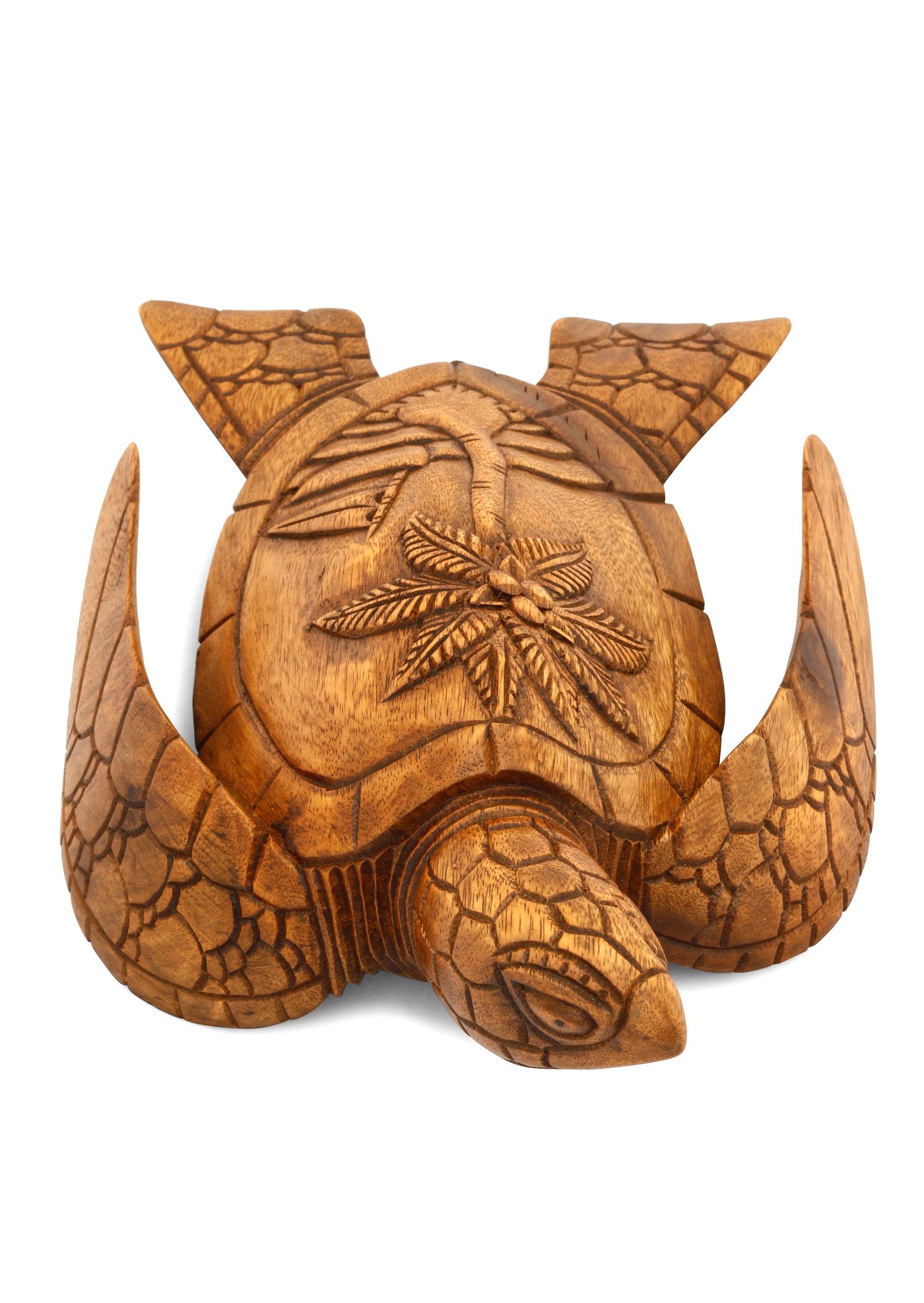 12" Long Wooden Hand Carved Turtle Tortoise Statue Figurine Sculpture Handcrafted Handmade Home Decor Accent Seaside Tropical Nautical Ocean Coastal