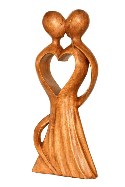 12" Wooden Handmade Abstract Sculpture Statue Handcrafted "Love of My Life" Gift Art Decorative Home Decor Figurine Accent Decoration Artwork Hand Carved