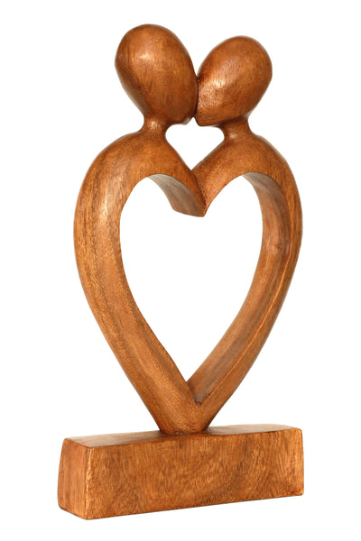 12" Wooden Handmade Abstract Sculpture Statue Handcrafted "Loving You" Gift Art Decorative Home Decor Figurine Accent Decoration Artwork Hand Carved