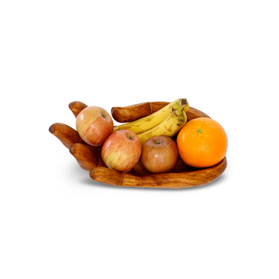 Wooden Handmade Hand Palm Fruit Decorative Bowl Centerpiece Hand Carved Art Home Decor Gift Decoration Artwork Handcrafted Storage Wood Serving Bowls