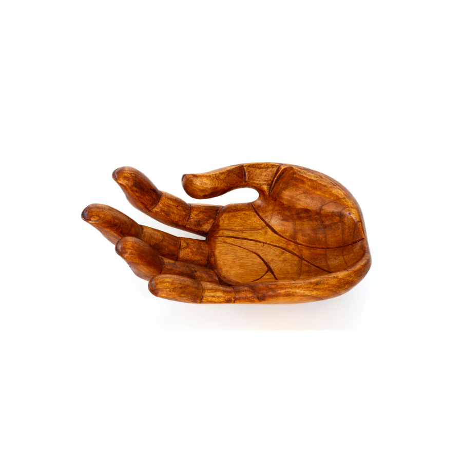 Wooden Handmade Hand Palm Fruit Decorative Bowl Centerpiece Hand Carved Art Home Decor Gift Decoration Artwork Handcrafted Storage Wood Serving Bowls