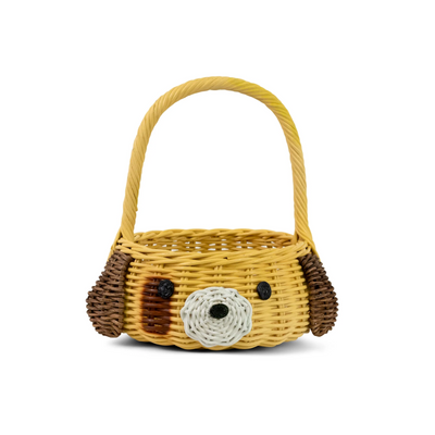 Hand Woven Dog Rattan Wedding Flower Girl Basket Decorative Home Decor Bin Organizer Storage Cute Handmade Handcrafted Easter Decoration Wicker Puppy