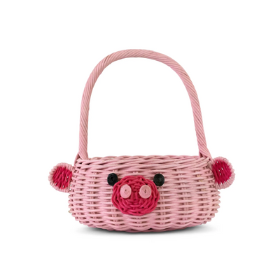 Hand Woven Pig Rattan Basket Decorative Home Decor Bin Organizer Storage Cute Handmade Handcrafted Gift Art Easter Decoration Wicker Piggy