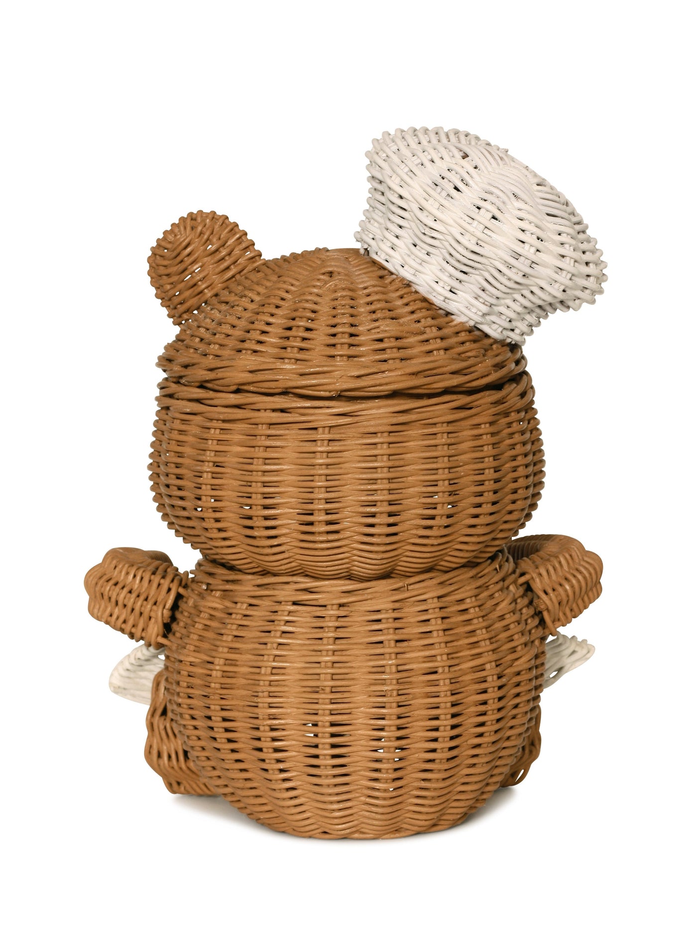 Chef Bear Rattan Storage Basket with Lid Decorative Home Decor Hand Woven Shelf Organizer Cute Handmade Handcrafted Gift Art Decoration Artwork Wicker