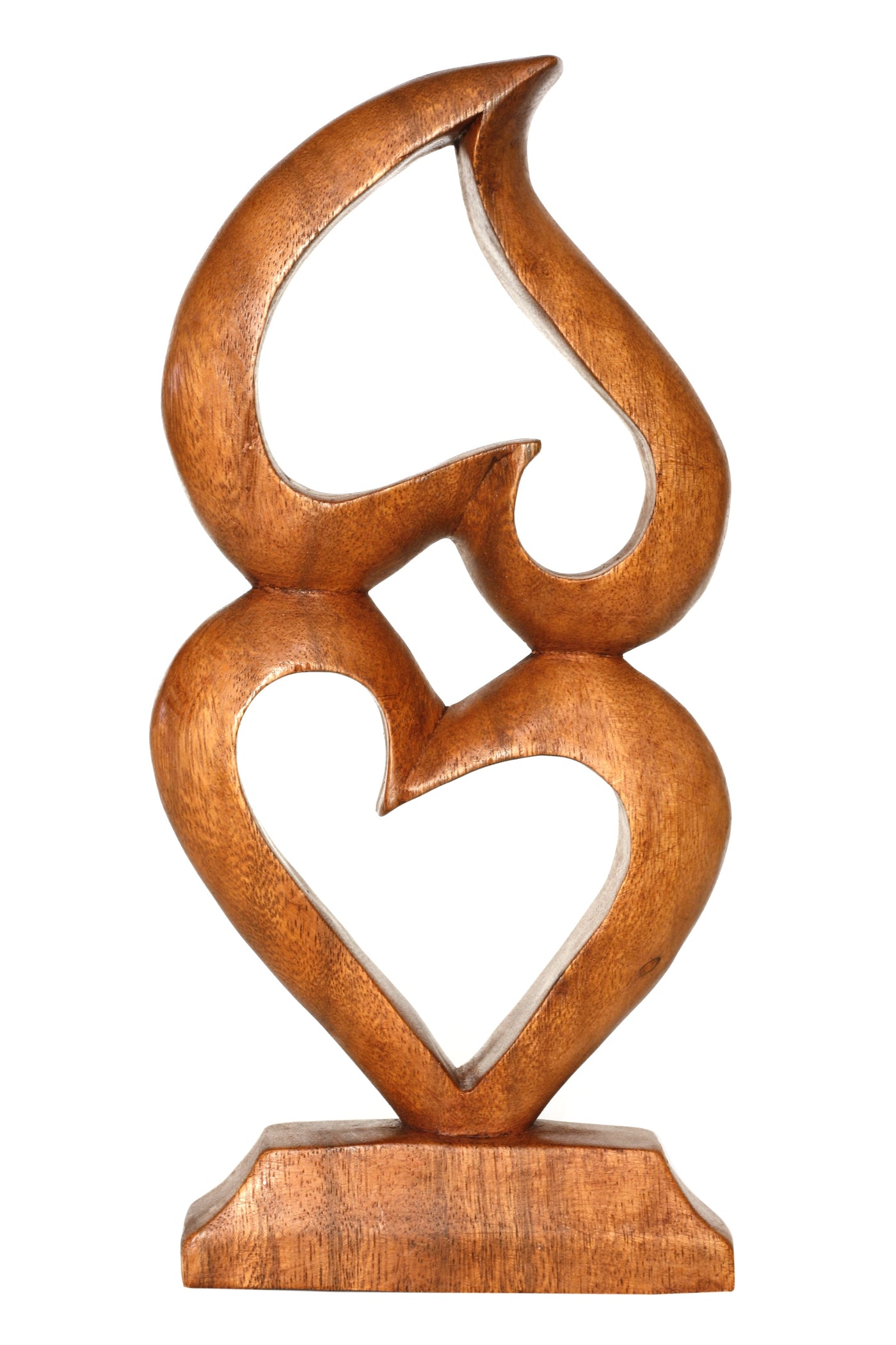 12" Wooden Handmade Abstract Sculpture Statue Handcrafted "Two Hearts, One Love" Gift Art Decorative Home Decor Figurine Accent Decoration Artwork Hand Carved