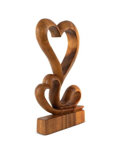 12" Wooden Handmade Abstract Sculpture Statue Handcrafted "Hearts Blossom" Gift Decorative Home Decor Figurine Accent Decoration Artwork Hand Carved