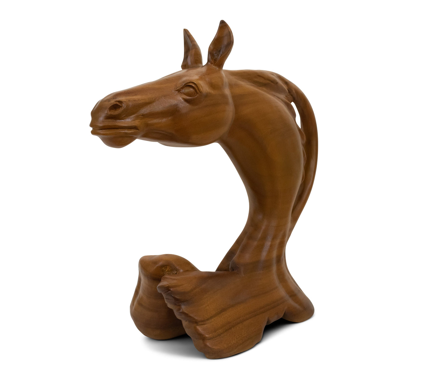 Wooden Solid Hand Carved Horse Head Abstract Sculpture Art Statue Handcrafted Handmade Decorative Home Decor Accent Wood Decoration