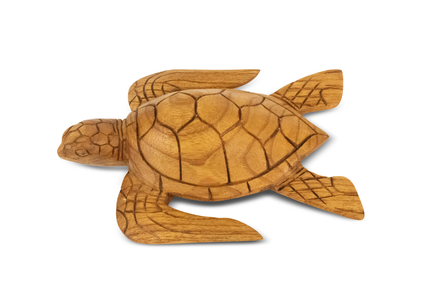 Wooden Tortoise Home Decor Sculpture Statue Hand Carved Accent Figurine Handcrafted Handmade Seaside Tropical Nautical Ocean Coastal Swimming Turtle