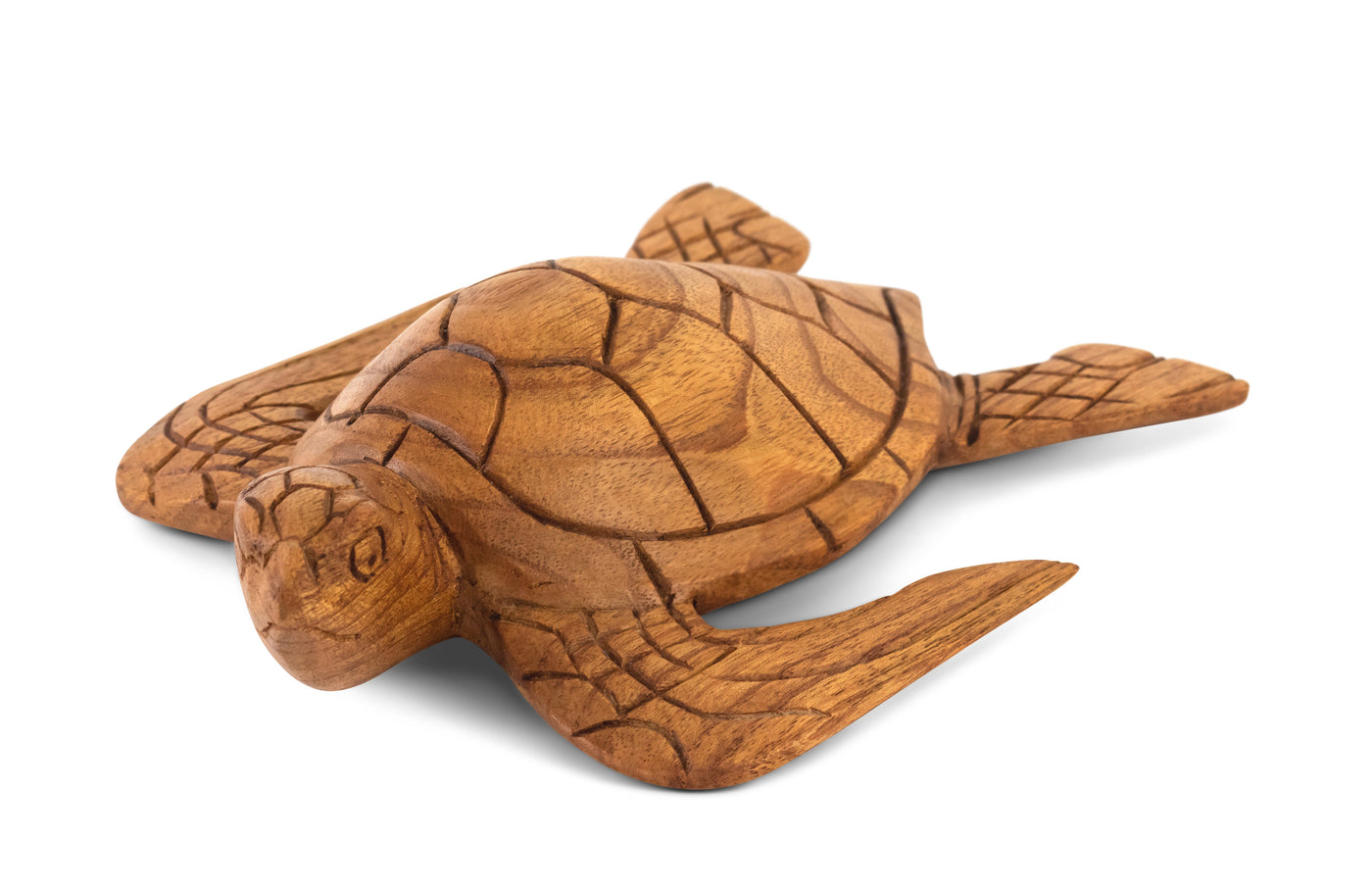 Wooden Tortoise Home Decor Sculpture Statue Hand Carved Accent Figurine Handcrafted Handmade Seaside Tropical Nautical Ocean Coastal Swimming Turtle