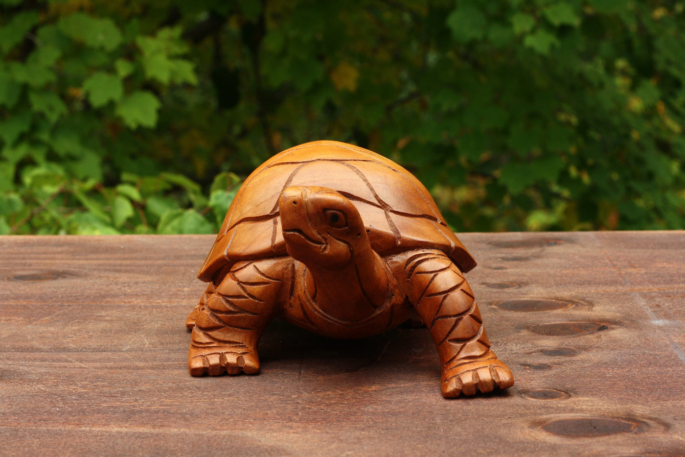 Wooden Walking Tortoise Turtle Statue Hand Carved Sculpture Wood Home Decor Accent Figurine Handcrafted Handmade Seaside Tropical Nautical Coastal