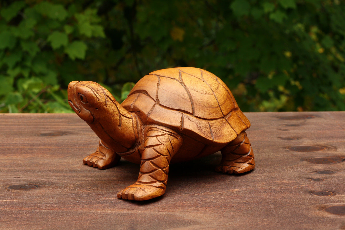 Wooden Walking Tortoise Turtle Statue Hand Carved Sculpture Wood Home Decor Accent Figurine Handcrafted Handmade Seaside Tropical Nautical Coastal