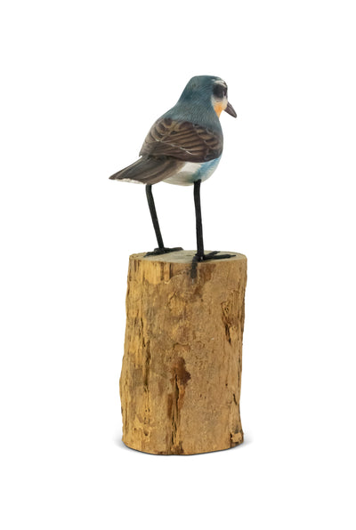 Wooden Hand Carved Wheatear Bird Statue Figurine Sculpture Art Decorative Home Decor Accent Gift Handcrafted Decoration Handmade