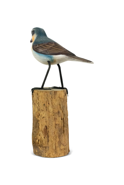 Wooden Hand Carved Wheatear Bird Statue Figurine Sculpture Art Decorative Home Decor Accent Gift Handcrafted Decoration Handmade