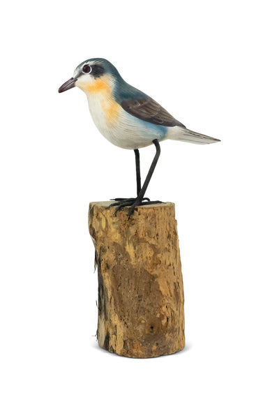 Wooden Hand Carved Wheatear Bird Statue Figurine Sculpture Art Decorative Home Decor Accent Gift Handcrafted Decoration Handmade