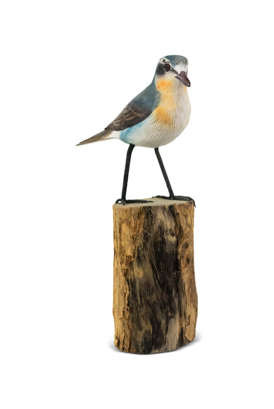 Wooden Hand Carved Wheatear Bird Statue Figurine Sculpture Art Decorative Home Decor Accent Gift Handcrafted Decoration Handmade