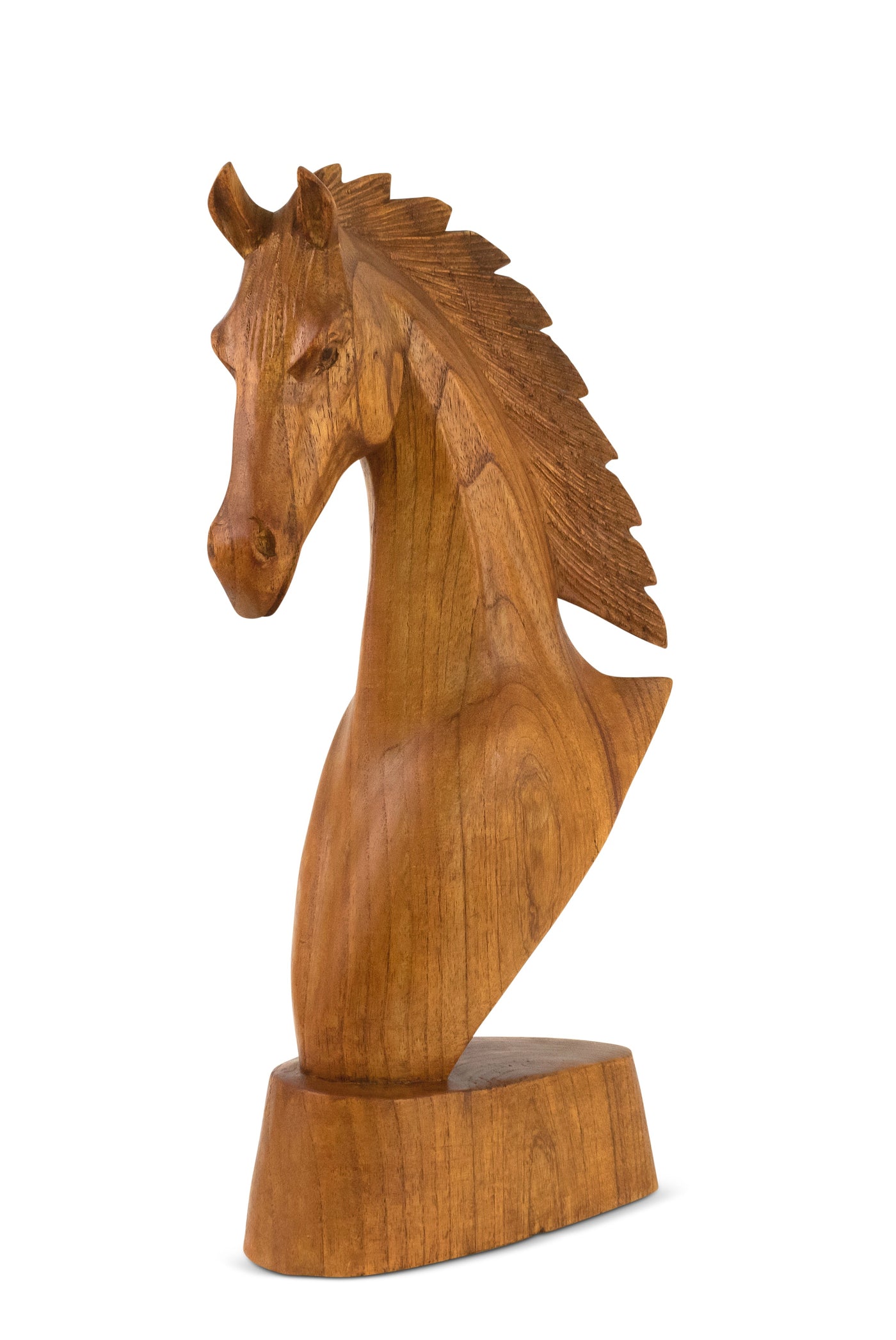 Wooden Hand Carved Horse Head Statue Sculpture Handcrafted Handmade Wood Decorative Home Decor Accent Decoration