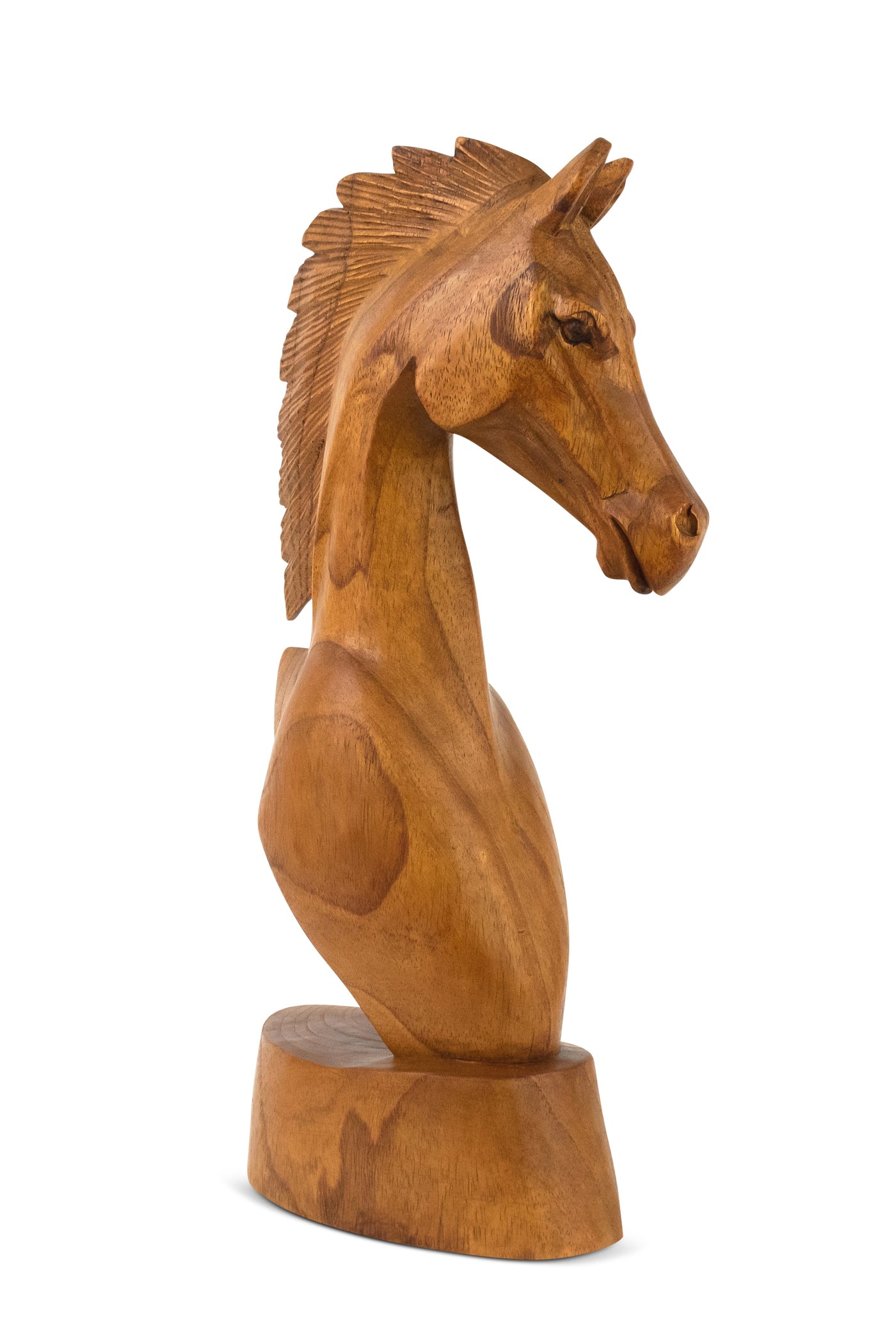 Wooden Hand Carved Horse Head Statue Sculpture Handcrafted Handmade Wood Decorative Home Decor Accent Decoration