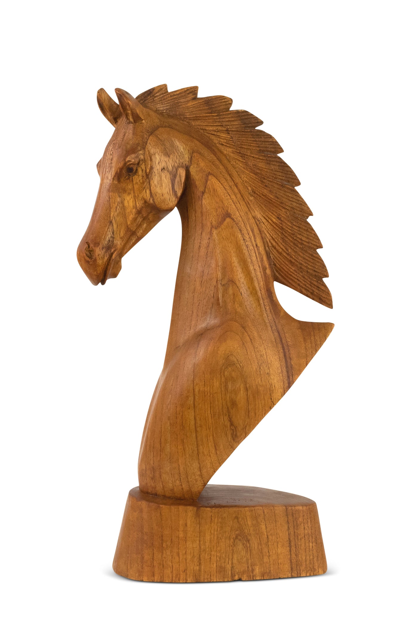 Wooden Hand Carved Horse Head Statue Sculpture Handcrafted Handmade Wood Decorative Home Decor Accent Decoration