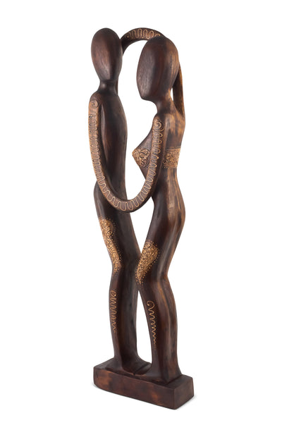 24" Wooden Handmade Couple African Dancing Sculpture Statue Handcrafted Gift Art Decorative Home Decor Figurine Accent Decoration Artwork Hand Carved