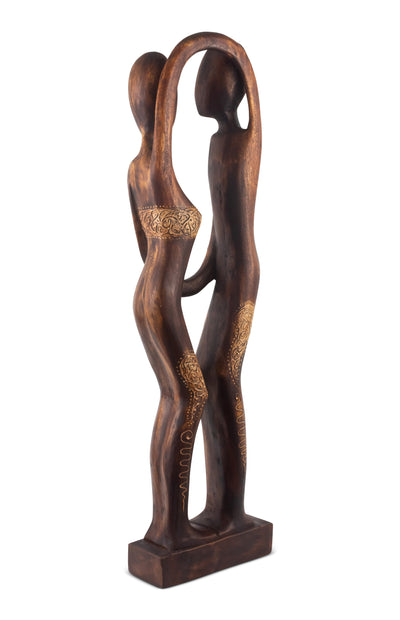 24" Wooden Handmade Couple African Dancing Sculpture Statue Handcrafted Gift Art Decorative Home Decor Figurine Accent Decoration Artwork Hand Carved