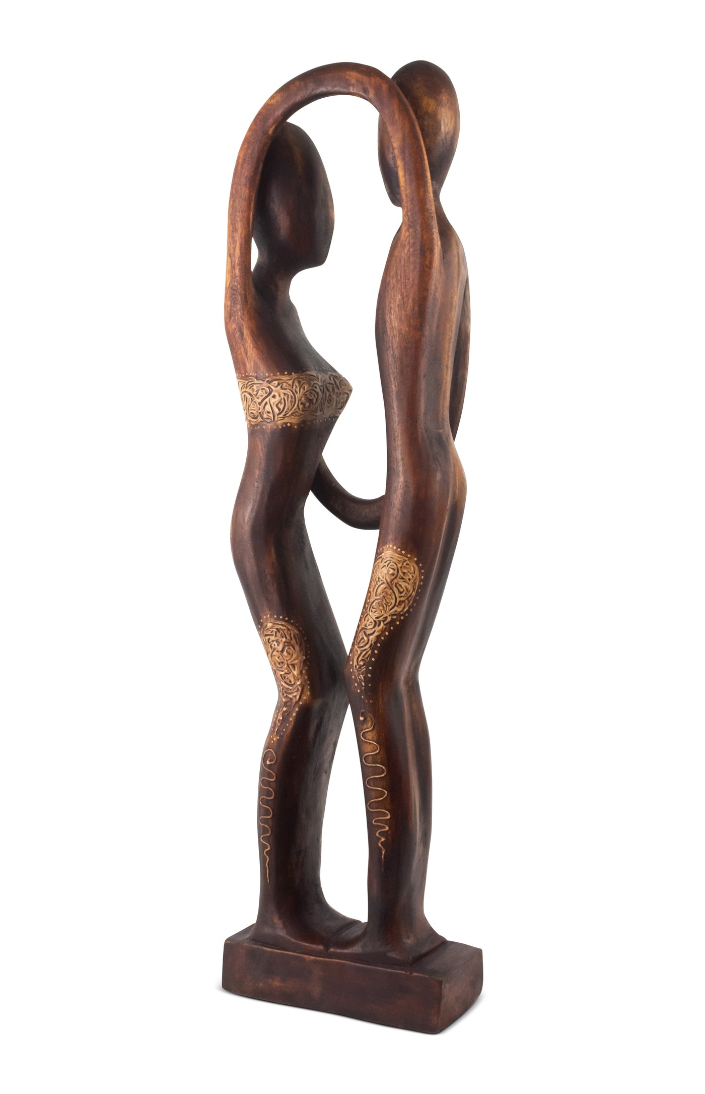 24" Wooden Handmade Couple African Dancing Sculpture Statue Handcrafted Gift Art Decorative Home Decor Figurine Accent Decoration Artwork Hand Carved