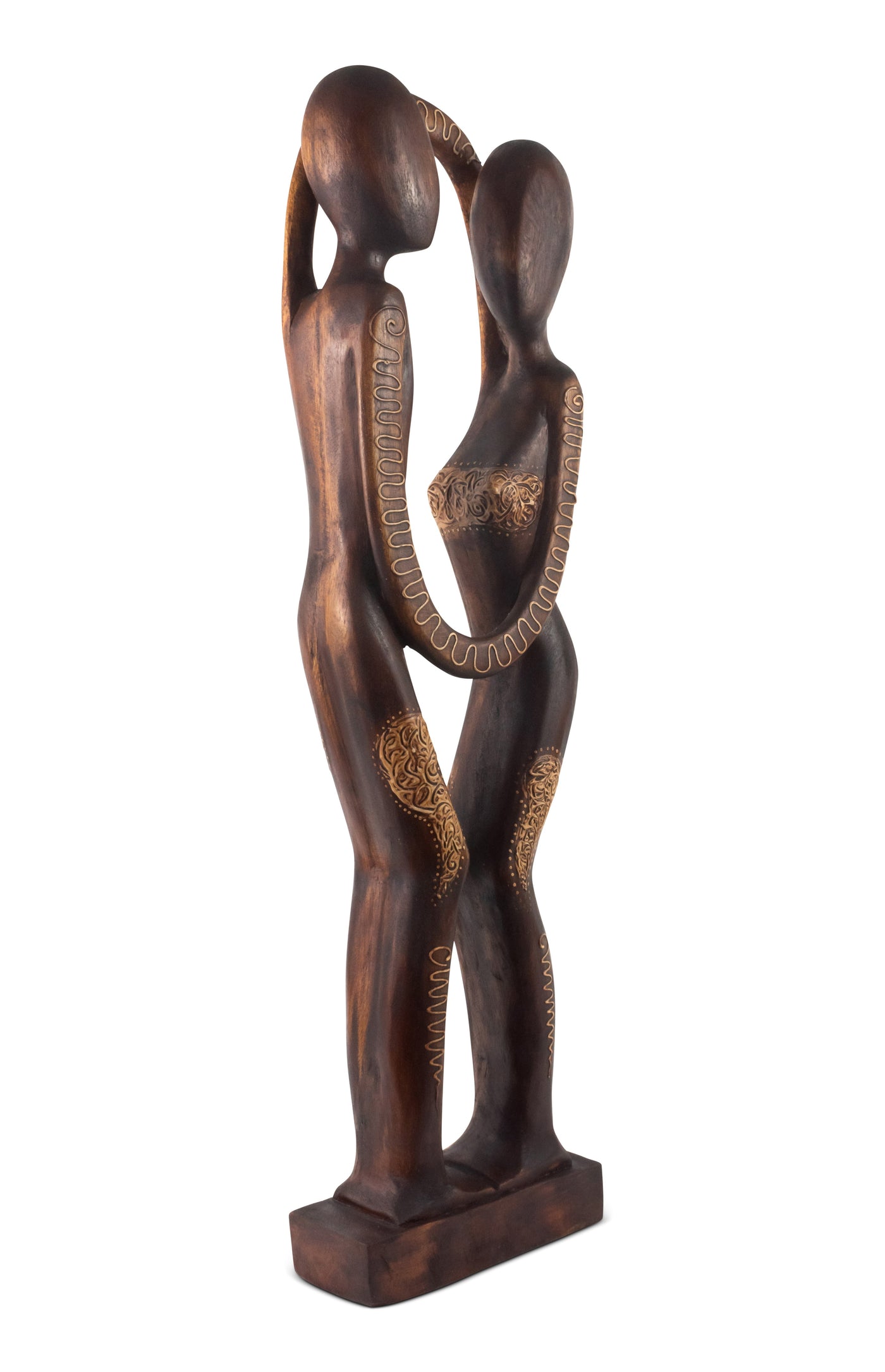 24" Wooden Handmade Couple African Dancing Sculpture Statue Handcrafted Gift Art Decorative Home Decor Figurine Accent Decoration Artwork Hand Carved