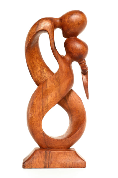 12" Wooden Handmade Abstract Sculpture Statue Handcrafted "Always Yours" Gift Art Decorative Home Decor Figurine Accent Decoration Artwork Hand Carved