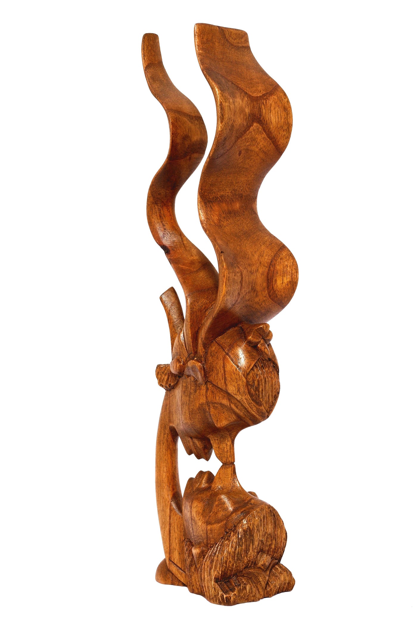 13" Wooden Handmade Abstract Sculpture Statue Handcrafted "The Kiss" Gift Art Decorative Home Decor Figurine Accent Decoration Artwork Hand Carved