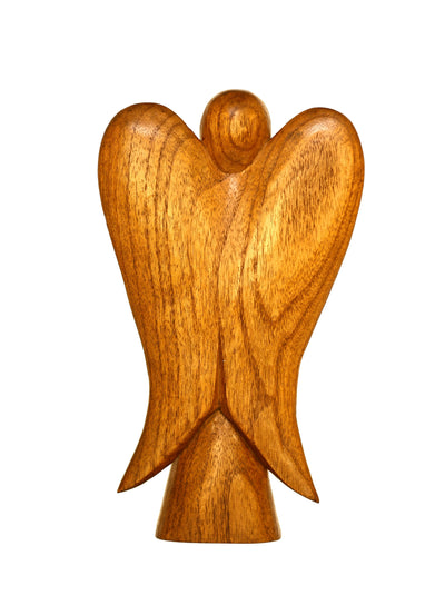 10" Wooden Handmade Abstract Sculpture Statue Handcrafted "Praying Angel" Gift Decorative Home Decor Figurine Accent Decoration Artwork Hand Carved