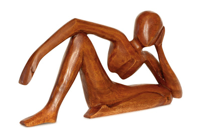 12" Wooden Handmade Abstract Sculpture Handcrafted "Relaxing Man" Home Decor Decorative Figurine Accent Decoration Hand Carved Statue