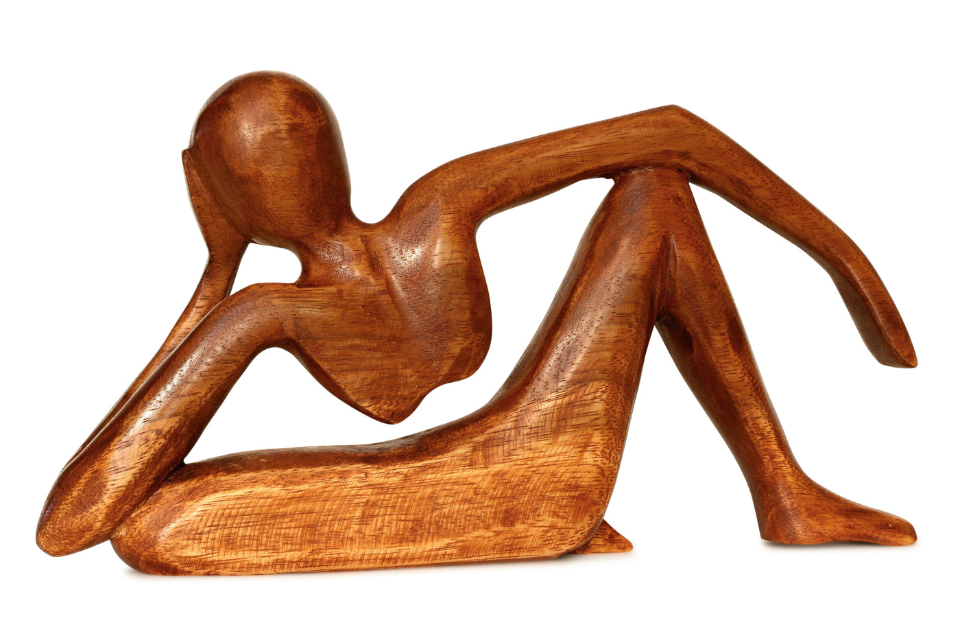 12" Wooden Handmade Abstract Sculpture Handcrafted "Relaxing Man" Home Decor Decorative Figurine Accent Decoration Hand Carved Statue