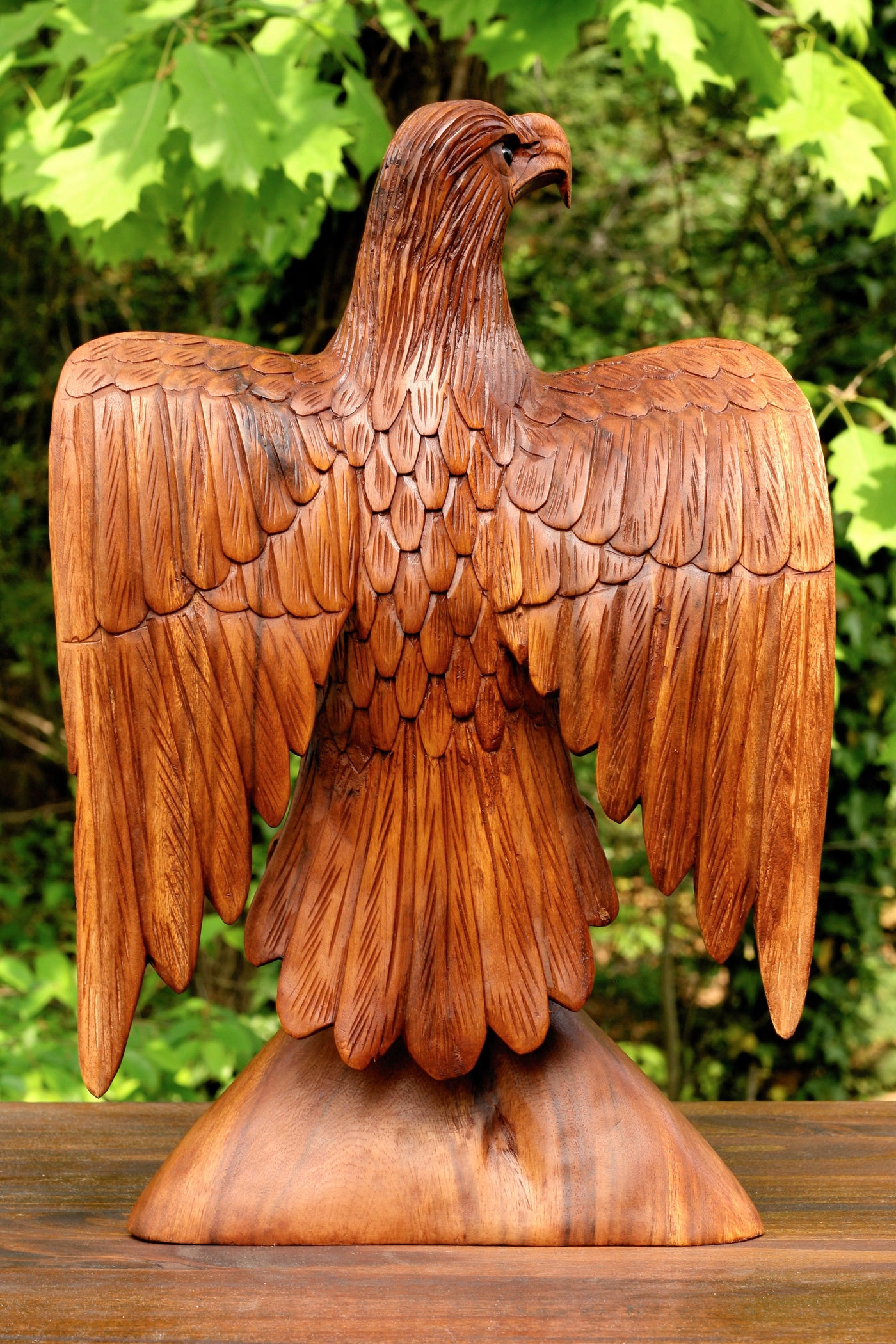 16" Huge Extra Large Big Wooden Handmade American Eagle Statue Handcrafted Figurine Sculpture Art Hand Carved Rustic Lodge Outdoor Decorative Home Decor Us Accent Decoration