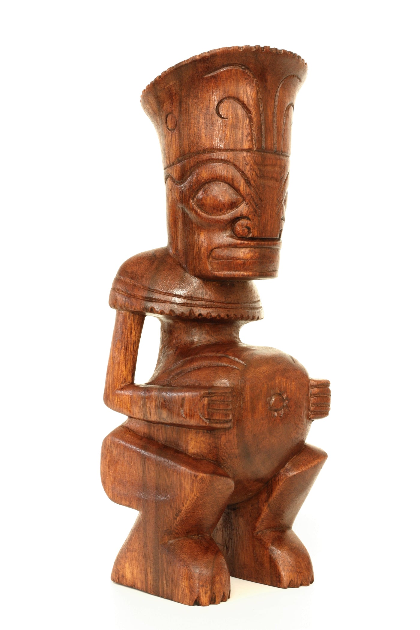 Handmade Wooden Primitive Big Belly Tribal Statue Sculpture Tiki Bar Totem Handcrafted Unique Gift Art Home Decor Accent Figurine Artwork Hand Carved