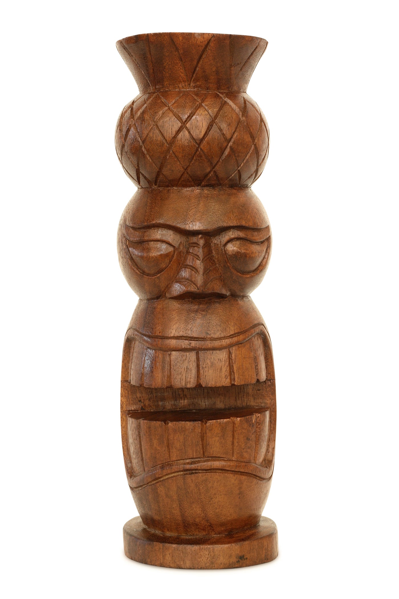 Handmade Wooden Primitive Pineapple Head Tribal Statue Sculpture Tiki Bar Totem Handcrafted Unique Gift Art Decorative Home Decor Accent Figurine Decoration Artwork Hand Carved