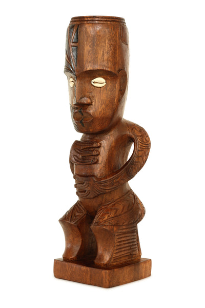 Handmade Wooden Primitive Tattoo Face Tribal Statue Sculpture Tiki Bar Totem Handcrafted Unique Gift Home Decor Accent Figurine Artwork Hand Carved