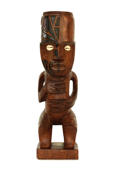 Handmade Wooden Primitive Tattoo Face Tribal Statue Sculpture Tiki Bar Totem Handcrafted Unique Gift Art Decorative Home Decor Accent Figurine Decoration Artwork Hand Carved