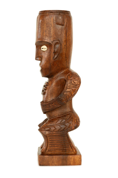 Handmade Wooden Primitive Tattoo Face Tribal Statue Sculpture Tiki Bar Totem Handcrafted Unique Gift Home Decor Accent Figurine Artwork Hand Carved
