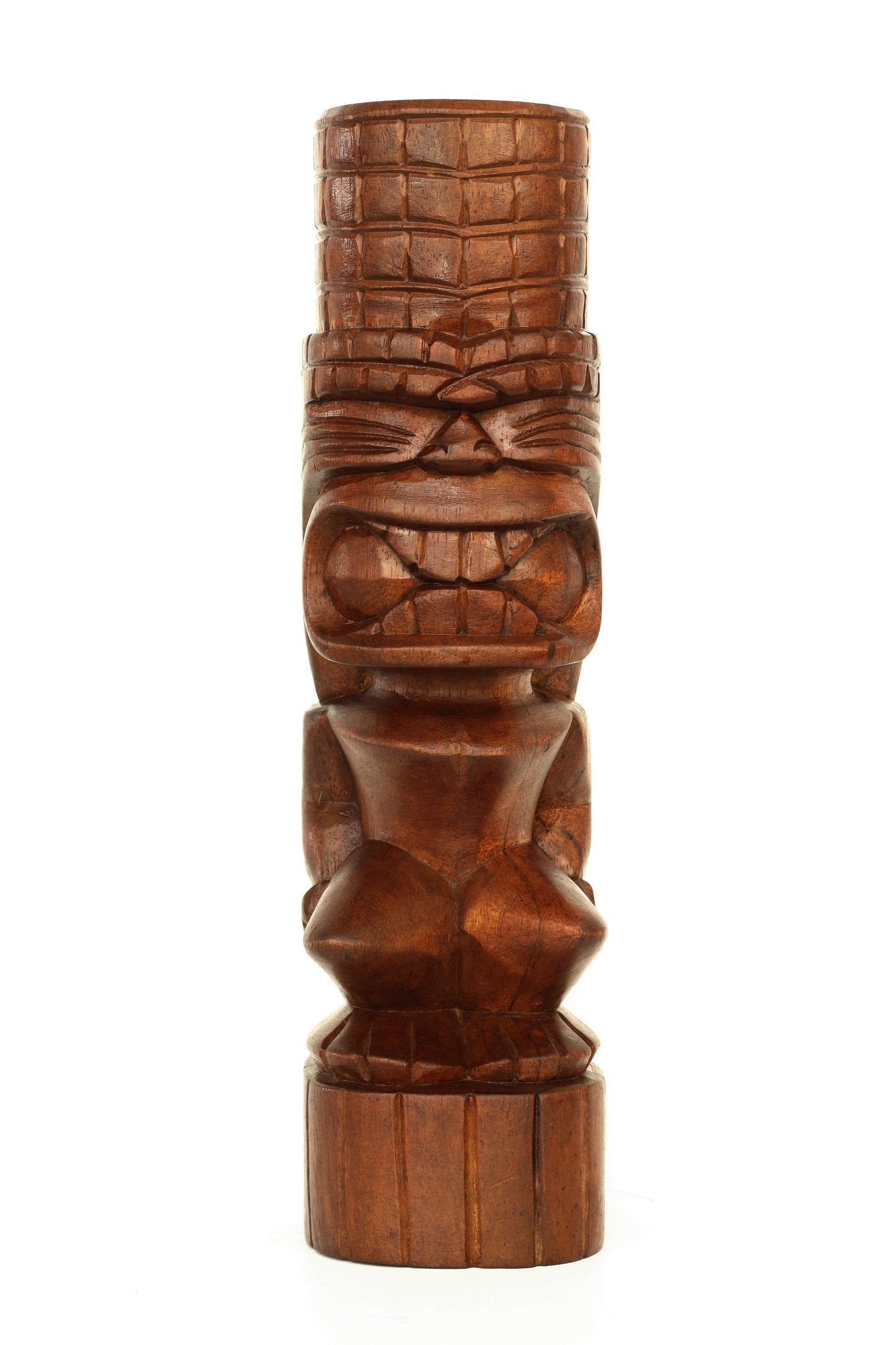 Handmade Wooden Primitive Big Mouth Tribal Statue Sculpture Tiki Bar Handcrafted Unique Gift Art Decorative Home Decor Accent Figurine Decoration Artwork Hand Carved Wood