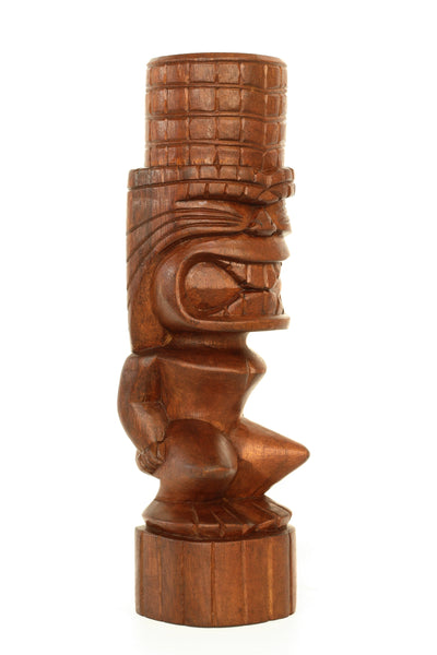 12" Handmade Wooden Primitive Big Mouth Tribal Statue Sculpture Tiki Bar Handcrafted Unique Gift Home Decor Accent Figurine Decoration Hand Carved Wood