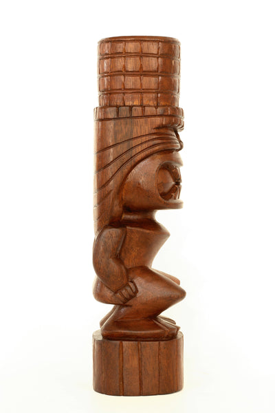 12" Handmade Wooden Primitive Big Mouth Tribal Statue Sculpture Tiki Bar Handcrafted Unique Gift Home Decor Accent Figurine Decoration Hand Carved Wood
