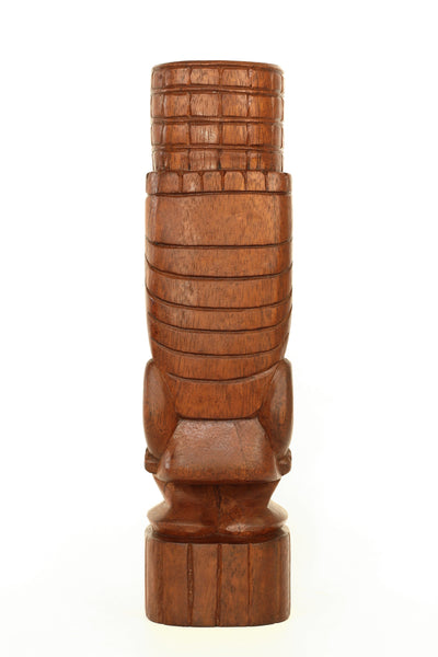 12" Handmade Wooden Primitive Big Mouth Tribal Statue Sculpture Tiki Bar Handcrafted Unique Gift Home Decor Accent Figurine Decoration Hand Carved Wood