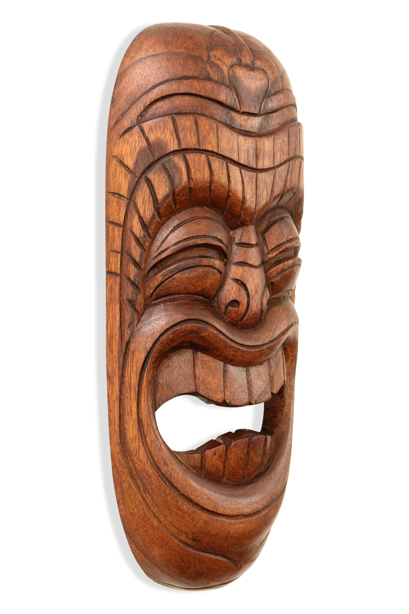 Wooden Tribal African Laughing Mask Hand Carved Wall Plaque Hanging Home Decor Accent Art Unique Sculpture Decoration Handmade Handcrafted Decorative