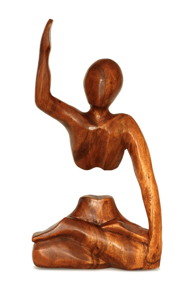 12" Wooden Handmade Abstract Sculpture Handcrafted Art Hand Up Statue Home Decor Decorative Figurine Accent Decoration Artwork Gift Hand Carved