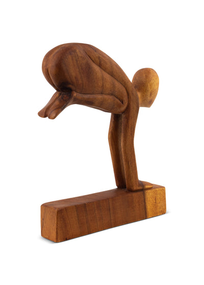 10" Wooden Handmade Abstract Sculpture Statue Handcrafted "Jumping Man" Art Decorative Home Decor Figurine Artwork Accent Decoration Hand Carved
