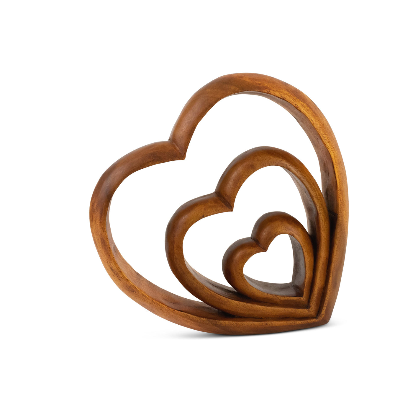 Wooden Handmade Abstract Sculpture Statue Handcrafted "Hearts of Love" Gift Art Decorative Home Decor Figurine Accent Decoration Artwork Hand Carved