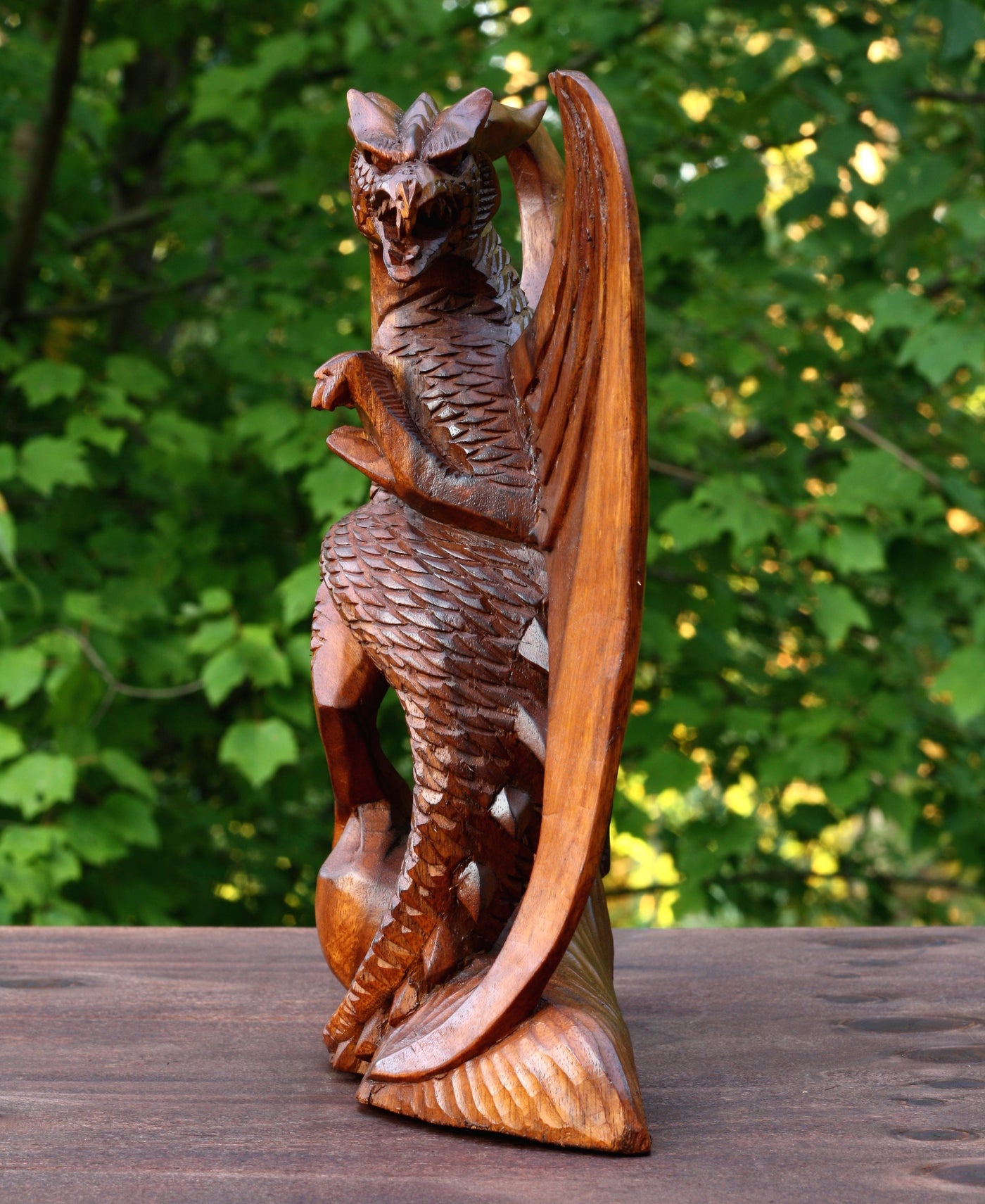 Wooden Handmade Skyrim Dragon Statue Sculpture Handcrafted Gift Art Decorative Home Decor Figurine Accent Decoration Artwork Hand Carved
